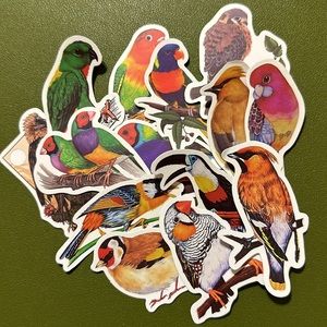 NEW Set of 14 colorful birds stickers NWOT